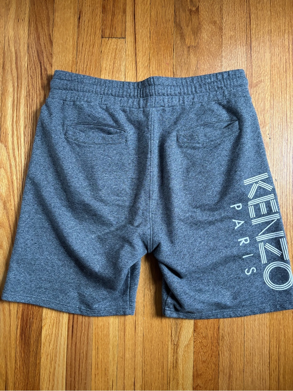 Kenzo Paris Men’s Urban Cotton Gray Logo Shorts Dark Heather Gray Fleece XL